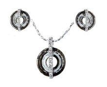 Load image into Gallery viewer, CDE Gothic Halo Necklace & Earring Set with Swarovski Crystals - Silver