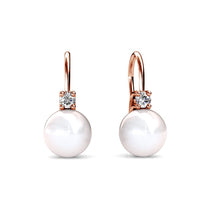 Load image into Gallery viewer, Destiny Peyton Swarovski Pearl Earrings with Swarovski Crystals - Rose