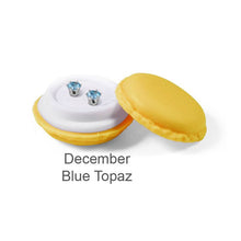 Load image into Gallery viewer, Destiny Birthstone December/Blue Topaz Earrings with Swarovski Crystals in a Macaroon case