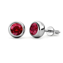 Load image into Gallery viewer, Destiny Moon January/Garnet Birthstone Earrings with Swarovski Crystals in a Macaroon case