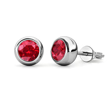 Load image into Gallery viewer, Destiny Moon July/Ruby Birthstone Earrings with Swarovski Crystals in a Macaroon case