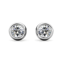 Load image into Gallery viewer, Destiny Moon April/Diamond Birthstone Earrings with Swarovski Crystals in a Macaroon case