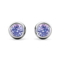 Load image into Gallery viewer, Destiny Moon June/Alexandrite Birthstone Earrings with Swarovski Crystals in a Macaroon case