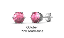 Load image into Gallery viewer, Destiny Birthstone October/Pink Tourmaline Earrings with Swarovski Crystals in a Macaroon case
