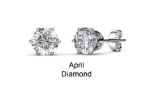Load image into Gallery viewer, Destiny Birthstone April/Diamond Earrings with Swarovski Crystals in a Macaroon case
