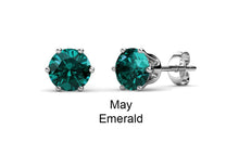 Load image into Gallery viewer, Destiny Birthstone May/Emerald Earrings with Swarovski Crystals in a Macaroon case