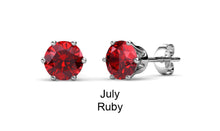 Load image into Gallery viewer, Destiny Birthstone July/Ruby Earrings with Swarovski Crystals in a Macaroon case