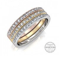 Load image into Gallery viewer, Destiny 925 Sterling Silver Trinity Ring set  embellished with Swarovski crystals