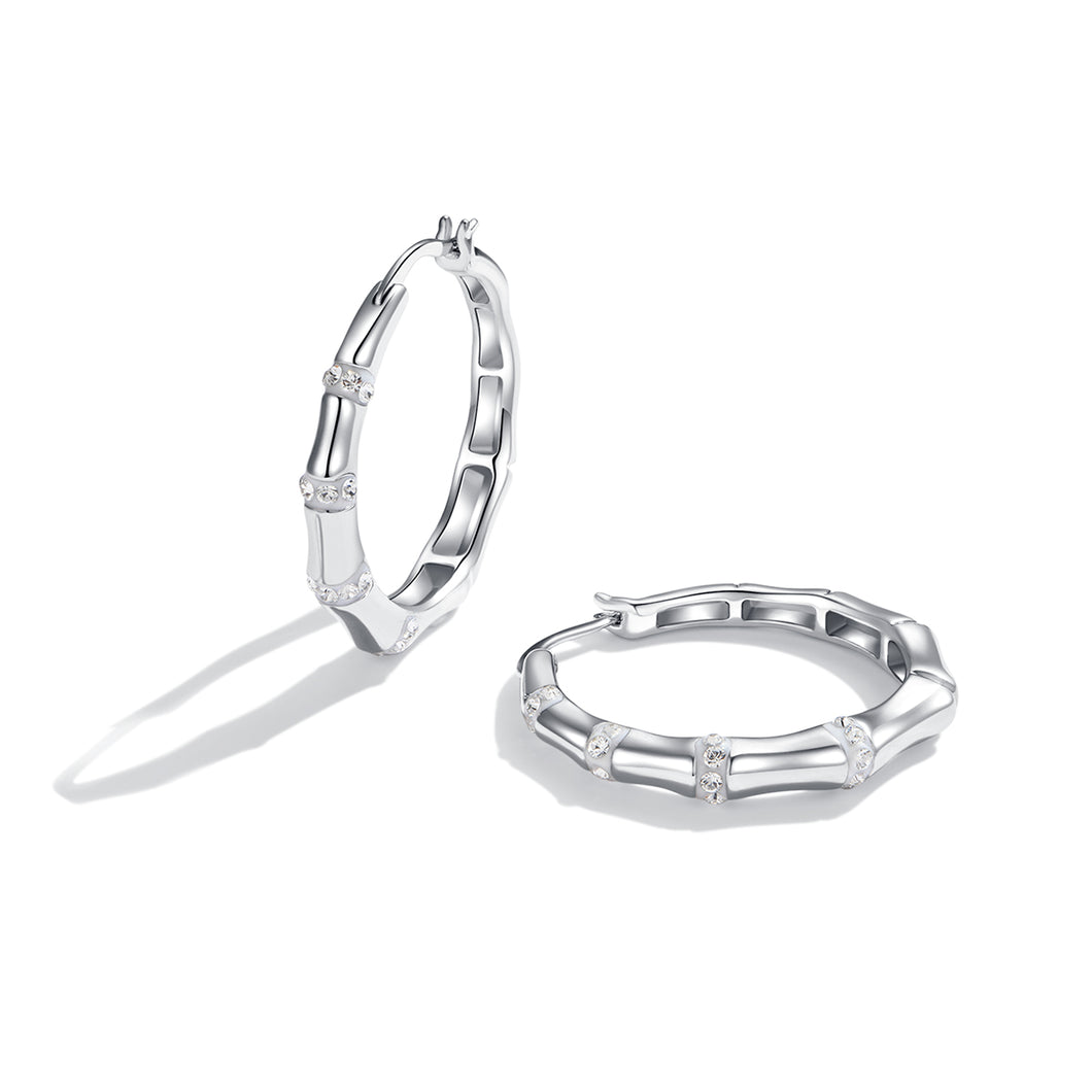 CDE 925 Sterling Silver Madison hoop Earring with Swarovski Crystals