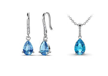 Load image into Gallery viewer, Destiny Anne Aquamarine Drop Earring &amp; Necklace Set with Swarovski Crystals - Silver