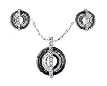 Load image into Gallery viewer, CDE Gothic Halo Necklace &amp; Earring Set with Swarovski Crystals - Silver