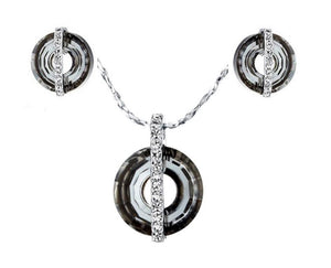 CDE Gothic Halo Necklace & Earring Set with Swarovski Crystals - Silver