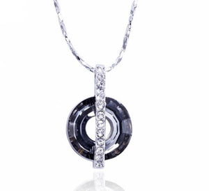 CDE Gothic Halo Necklace & Earring Set with Swarovski Crystals - Silver