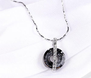 CDE Gothic Halo Necklace & Earring Set with Swarovski Crystals - Silver