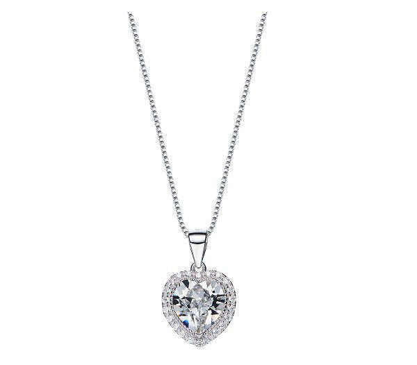 CDE 925 Sterling Silver Birthstone Heart Necklace with Swarovski Crystals - Diamond