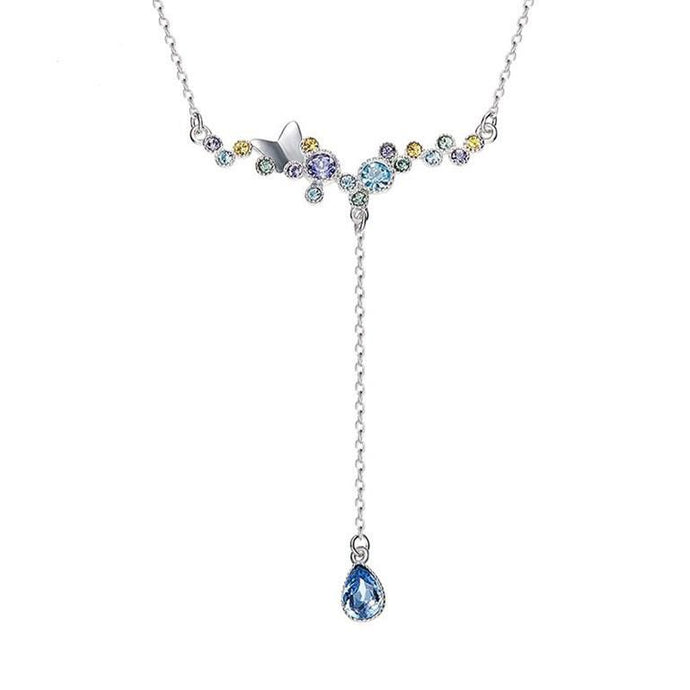 CDE 925 Sterling Silver Drop Necklace with Swarovski Crystals