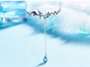 CDE 925 Sterling Silver Drop Necklace with Swarovski Crystals