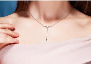 CDE 925 Sterling Silver Drop Necklace with Swarovski Crystals