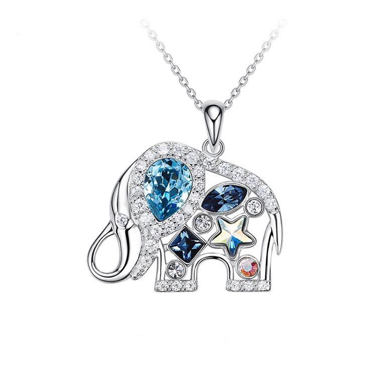 CDE 925 Sterling Silver Elephant Necklace with Swarovski Crystals