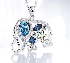 CDE 925 Sterling Silver Elephant Necklace with Swarovski Crystals