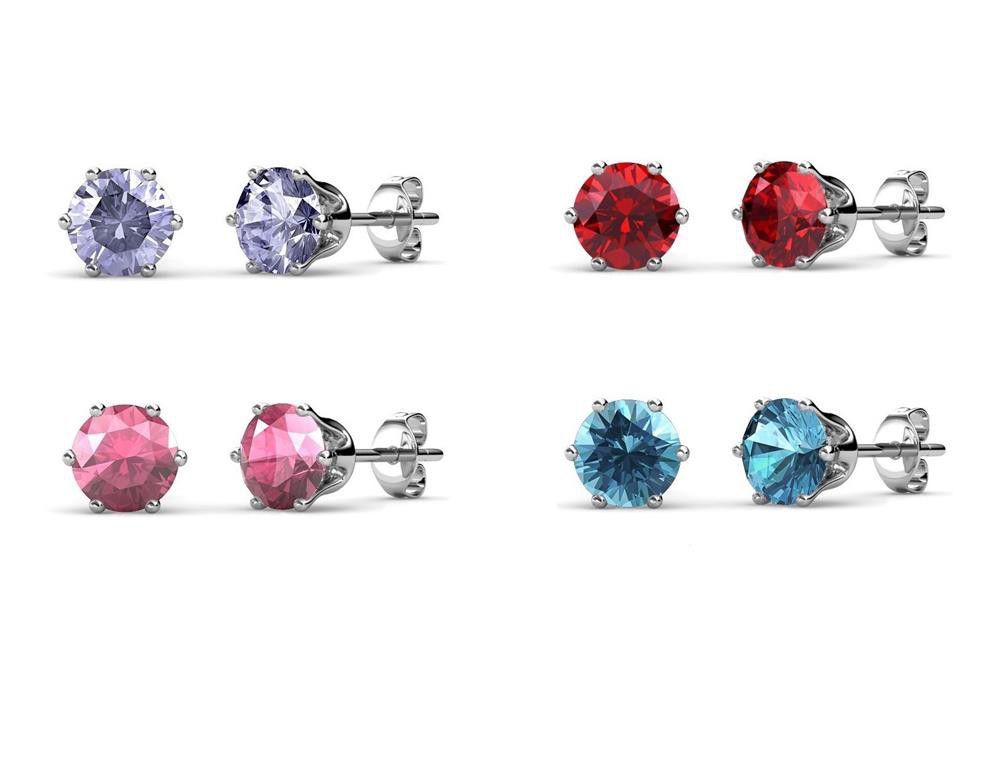 Destiny 4 Pair Sarah Macaroon Earrings with Swarovski Crystals