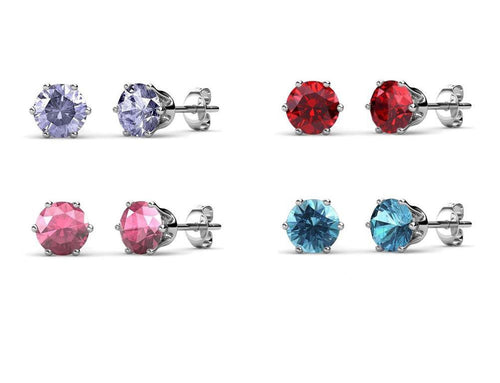 Destiny 4 Pair Sarah Macaroon Earrings with Swarovski Crystals