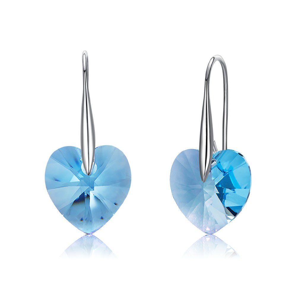 CDE 925 Sterling Silver Ayla Heart earrings with Swarovski Crystals