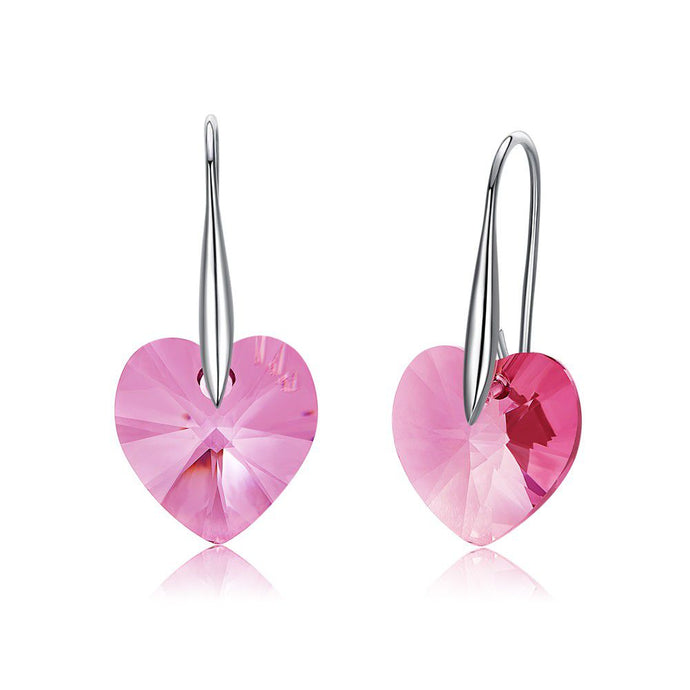 CDE 925 Sterling Silver Rosalie Heart earrings with Swarovski Crystals