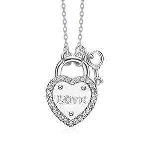 CDE Leia Heart Love Lock Necklace with Swarovski Crystals