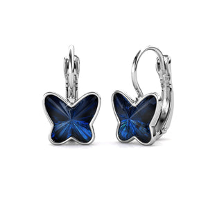 Destiny 925 Sterling Silver Butterfly Sky Earrings with Swarovski Crystals