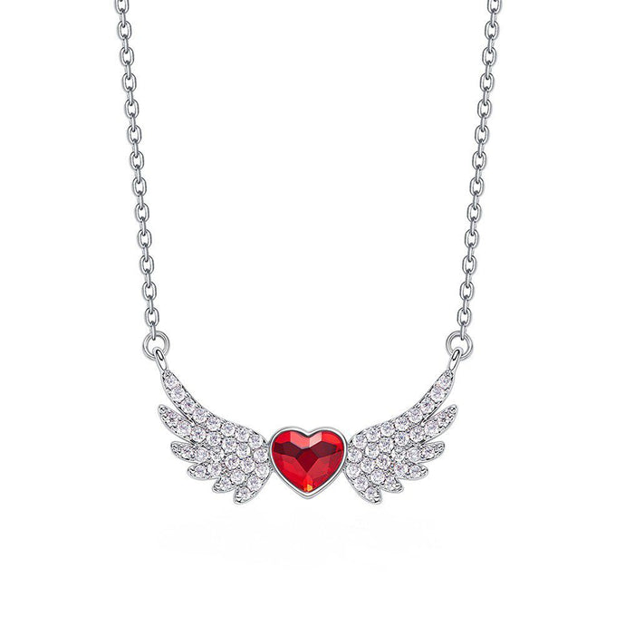 CDE 925 Sterling Silver Angel Wing Necklace with Swarovski® Crystals