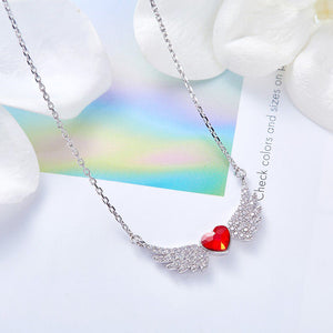 CDE 925 Sterling Silver Angel Wing Necklace with Swarovski® Crystals