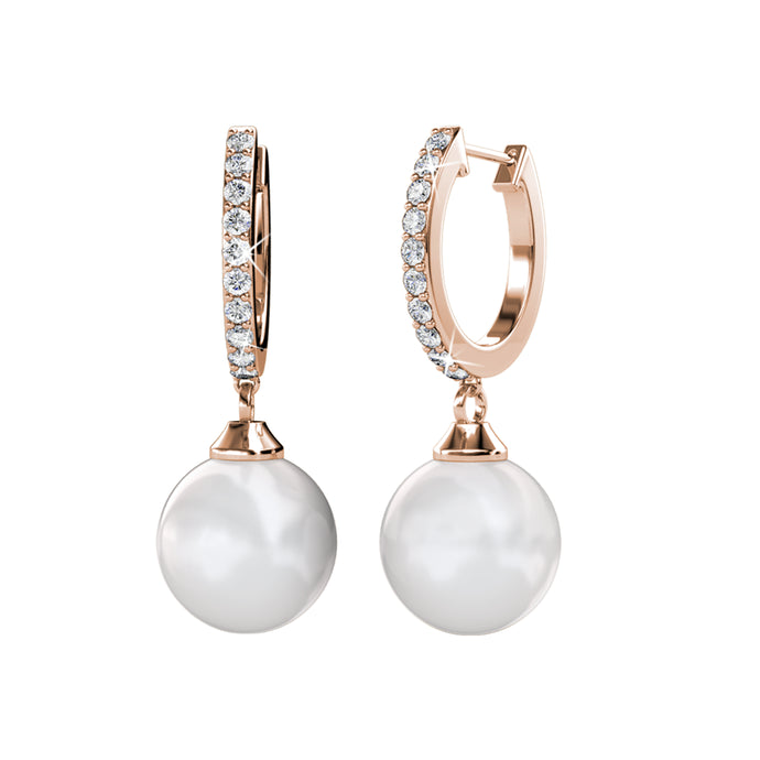 Destiny Elsie Pearl Earrings With Crystals From Swarovski® - Rose gold
