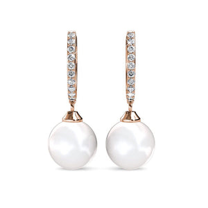 Destiny Elsie Pearl Earrings With Crystals From Swarovski® - Rose gold