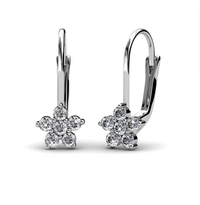 Destiny Flower Clip Earrings With Crystals From Swarovski