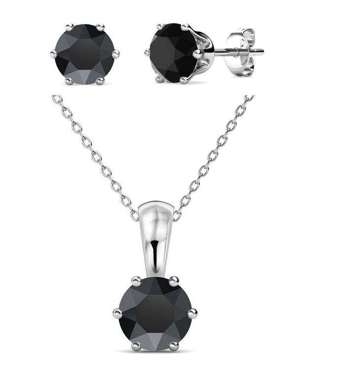 Destiny Jet Black Set With Crystals From Swarovski in a Macaroon Case