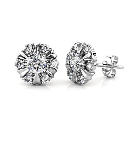 Destiny Sun Petal Earrings With Crystals From Swarovski