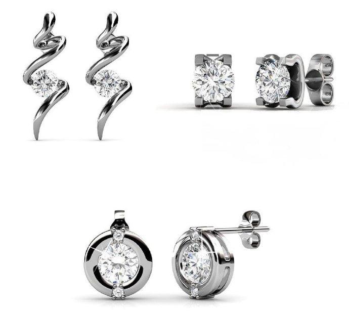 Destiny Lee 3 pair Earring Set Crystals From Swarovski