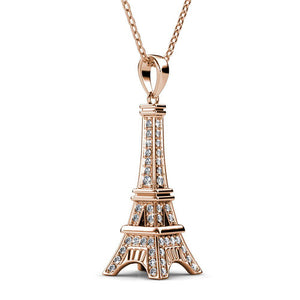 Destiny Paris Eiffel tower Necklace with Crystals from Swarovski-Rose
