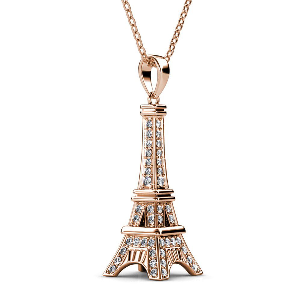 Destiny Paris Eiffel tower Necklace with Crystals from Swarovski-Rose