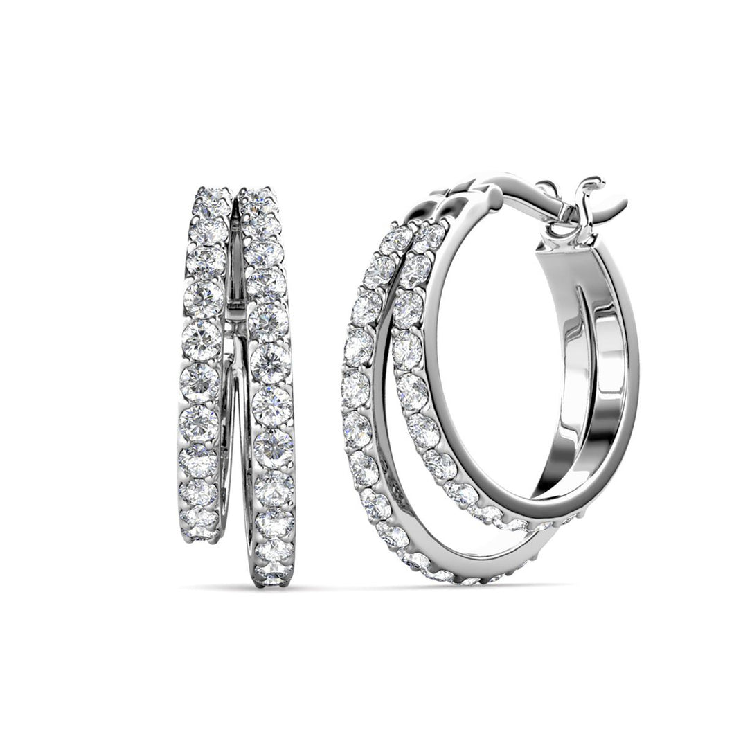 Destiny Amy Double Hoop Earring with Swarovski Crystals