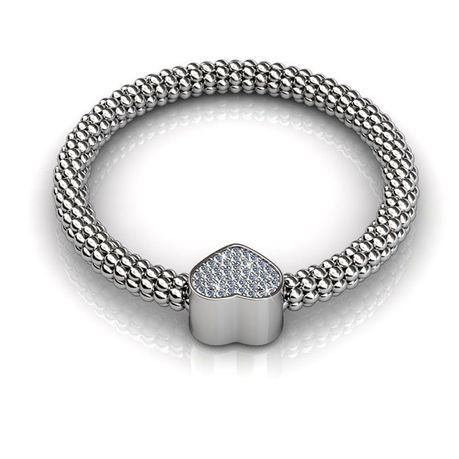Destiny Heart Bracelet with Swarovski Crystals - Silver