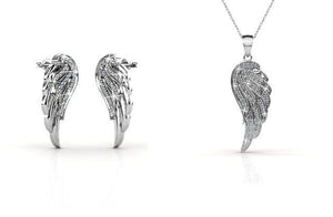Destiny Mikaeala Angel Wing Necklace Set with Swarovski Crystals