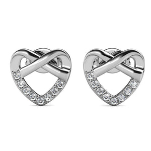 Destiny Infinite Love Earrings with Swarovski Crystals - White Gold