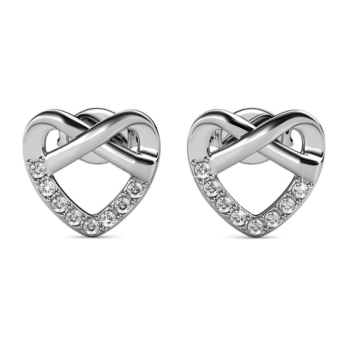 Destiny Infinite Love Earrings with Swarovski Crystals - White Gold