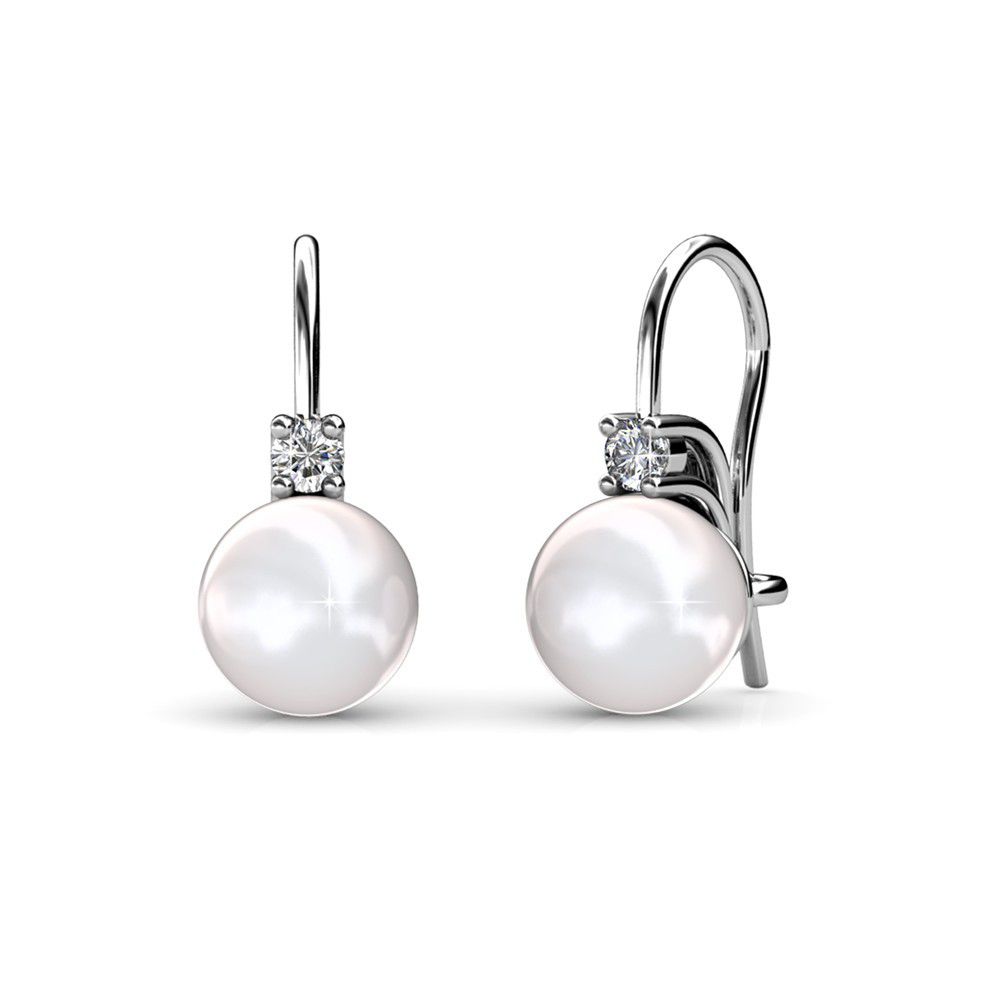 Destiny Peyton Swarovski Pearl Earrings with Swarovski Crystals