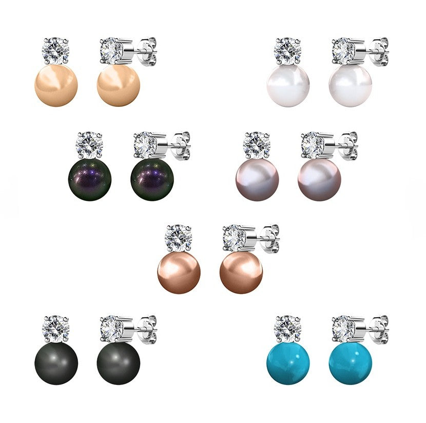 Destiny 7 Days Droplet Pearl Earring set with Swarovski Crystals & Pearls