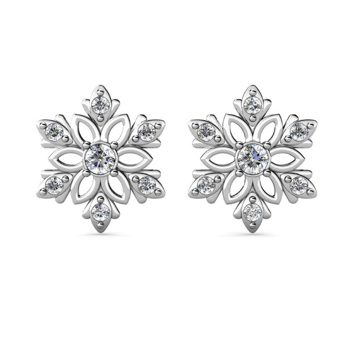 Destiny Enchanted Snowflake Earrings with Swarovski® Crystals - Silver