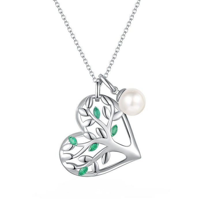 CDE Heart Tree of Life Necklace with Swarovski Pearl