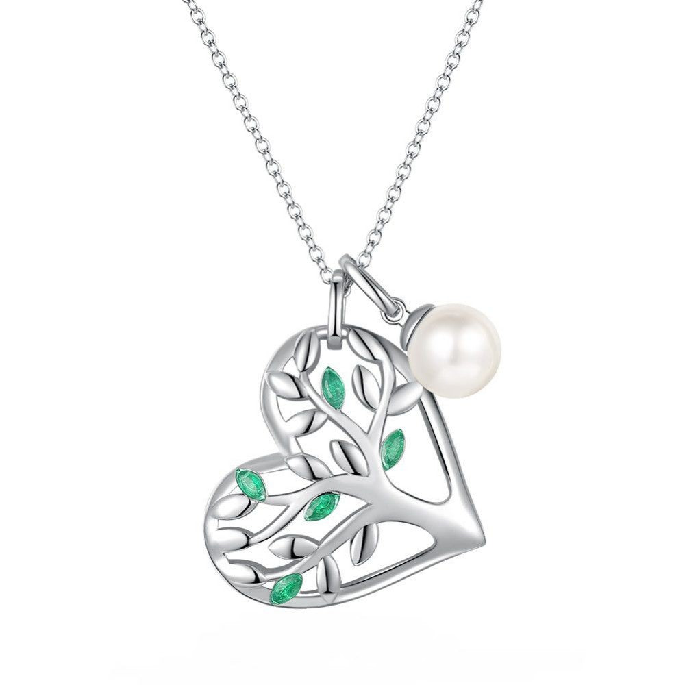 CDE Heart Tree of Life Necklace with Swarovski Pearl